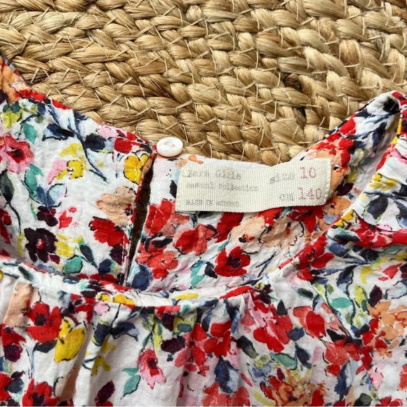 Zara Girls Floral Bell Sleeve Drop Waist Dress Size 10 - Picture 3 of 4